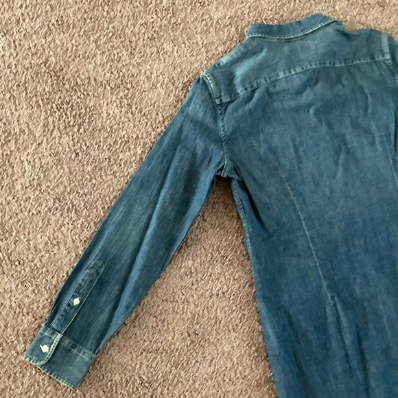 Ralph Lauren Denim Dress Long Sleeve Button Down Size L Dark Wash Blue - Picture 13 of 14